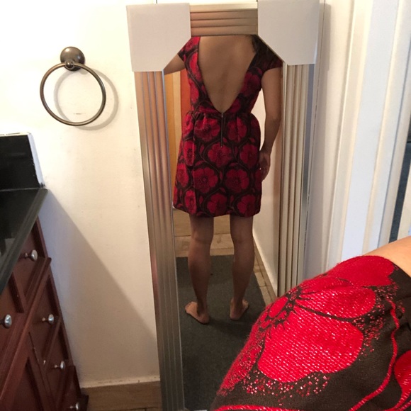 Alice+Olivia nelly puffed dress in red /us 4 - Picture 4 of 16